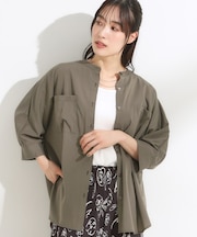 【S-LL/洗濯後しわになりにくい】コットン風 前あきドルマンブラウス