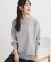 【S-LL/洗える】一枚で簡単こなれ見え スポンディッシュ 裾レイヤード風ニット