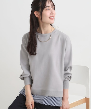 【S-LL/洗える】一枚で簡単こなれ見え スポンディッシュ 裾レイヤード風ニット