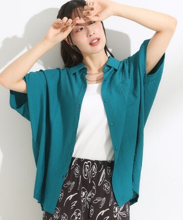 【洗える/S-LL/5分袖】季節の変わり目に さらさらドレープシャツ