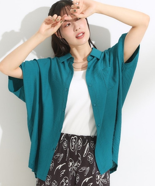 【洗える/S-LL/5分袖】季節の変わり目に さらさらドレープシャツ