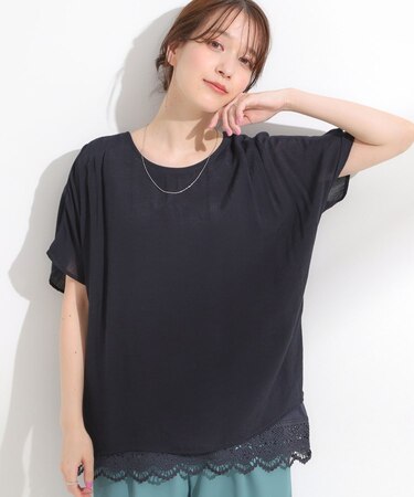 【S-LL】１枚でコーデが決まる スラブドッキングトップス
