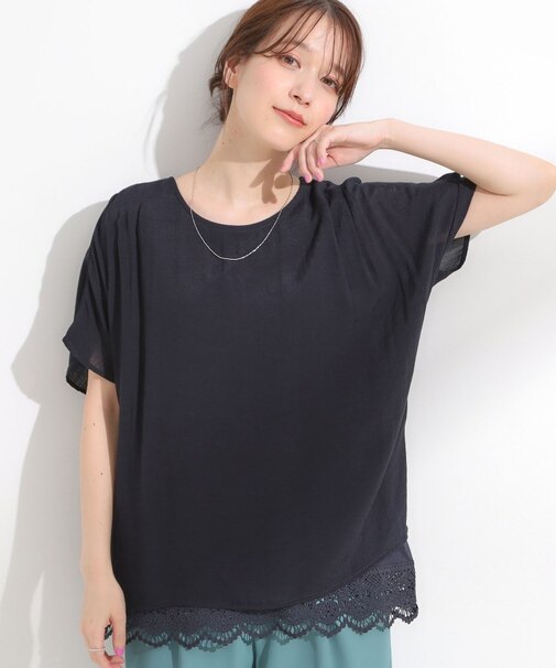 【S-LL】１枚でコーデが決まる スラブドッキングトップス