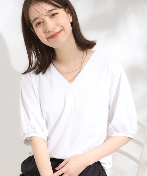 【S-LL/ひんやり/UV】女性らしい印象に スキッパートップス