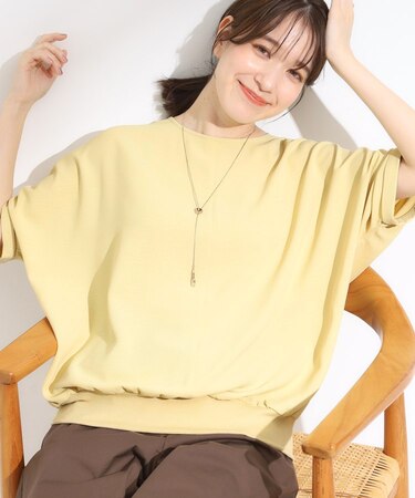 【洗濯後しわになりにくい】さらっとタッチの 5分袖ドルマンブラウス