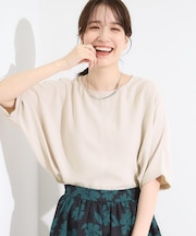 【洗濯後しわになりにくい】さらっとタッチの 5分袖ドルマンブラウス
