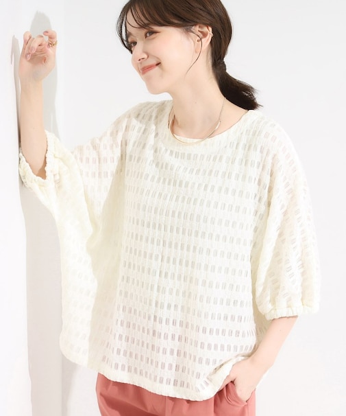 【S-LL】涼やかで好印象 シアードルマントップス