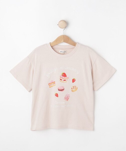 【100-150cm】刺繍ロゴ転写プリントGIRLSTシャツ