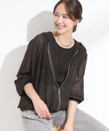 【S-LL】柔らかシアーでこなれるフーディブルゾン