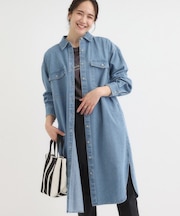 【S-LL】ロングシーズン活躍 デニムシャツワンピース