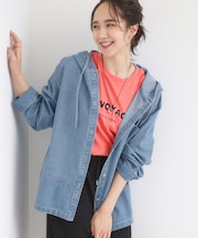 【S-LL】こなれ感ある着こなしに デニムフーディーブルゾン