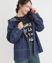 【S-LL】こなれ感ある着こなしに デニムフーディーブルゾン