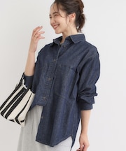 【S-LL】こなれ感をプラスする BIGポケットデニムシャツ