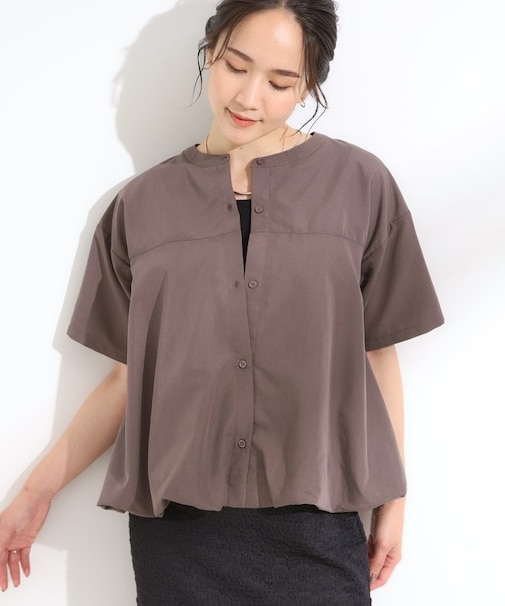 【S-LL】インせず着られる 裾バルーンシャツ