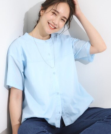 【S-LL】インせず着られる 裾バルーンシャツ