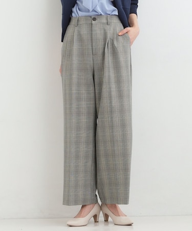 【洗濯機可/S-LL】すっきり上品きれい見え タックワイドパンツ