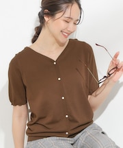 【洗える/S-LL/前後2WAY】きれい見え 刺繍ニットカーディガン