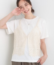 【2点セット/ひんやり】レースビスチェ＋ひんやりTシャツセット
