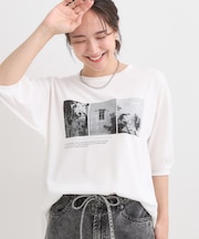 五分袖プリントTシャツ