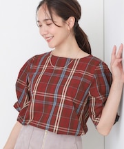 【S-LL/5分袖】お袖タックできれいに魅せる 大人のフェミニンブラウス