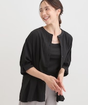 【S-LL/ひんやり】ウエストタックで程よくシェイプ 大人の上品ブラウス