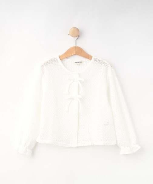 【100-150cm】レースニットソーカーディガン
