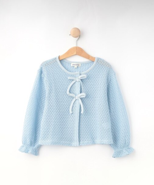 【100-150cm】レースニットソーカーディガン