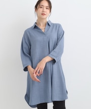【S-LL/体型カバー】さらっとしたタッチが魅力 デニムライクチュニック