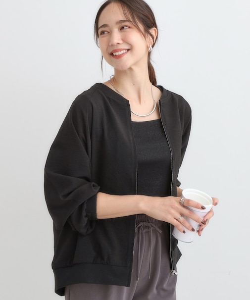 【S-LL】さらりと気軽に羽織れる 麻調リブブルゾン