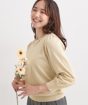 【S-LL/洗える】さらっと ボリューム8分袖ニット