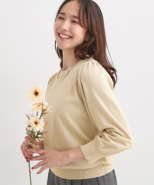 【S-LL/洗える】さらっと ボリューム8分袖ニット