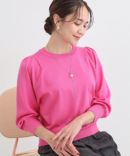 【S-LL/洗える】さらっと ボリューム8分袖ニット