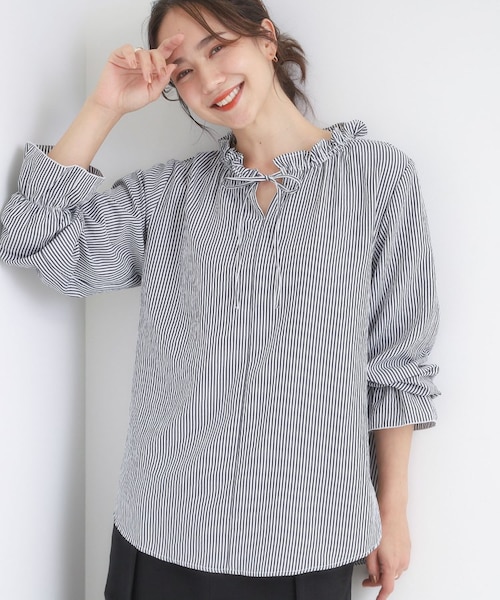 S-LL/洗濯後しわになりにくい/吸水速乾/UV】大人フェミニンな装いに 襟