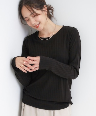 【S-LL】1枚でも、重ね着にも ワイドテレコ クルーネックインナー