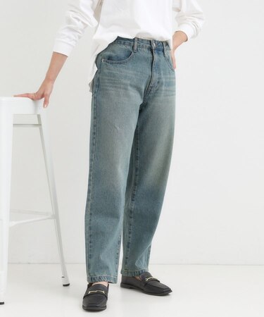 【S-LL】大人カジュアルに 柔らかデニムテーパードパンツ