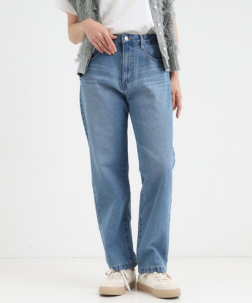 【S-LL】大人カジュアルに 柔らかデニムテーパードパンツ