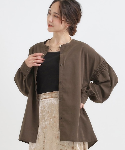 【マルチ】袖シャーリングシャツ