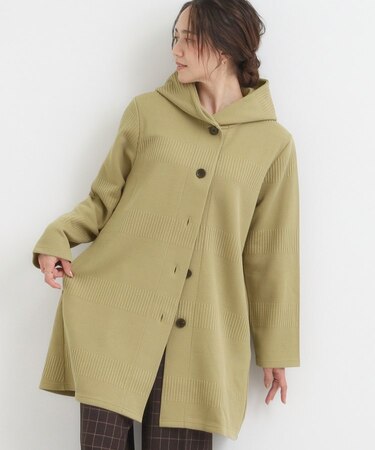 体型をカバーしながらスマートに魅せる ラインジャカードコーディガン