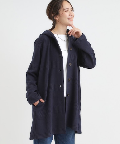 【S-LL】体型をカバーしながらスマートに魅せる ラインジャカードコーディガン