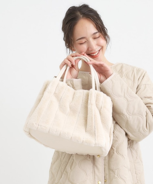 【2WAY】ストライプファートートバッグ