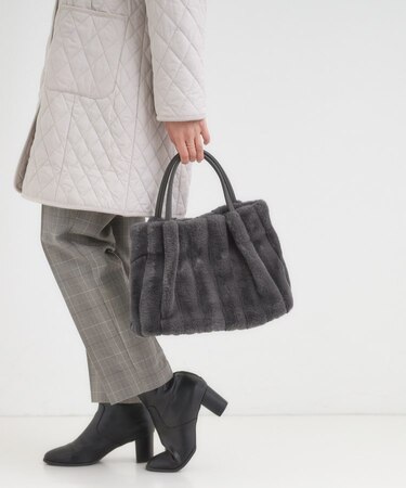 【2WAY】ストライプファートートバッグ