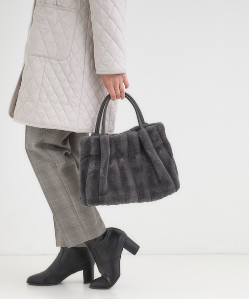 【2WAY】ストライプファートートバッグ