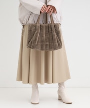 【2WAY】ストライプファートートバッグ