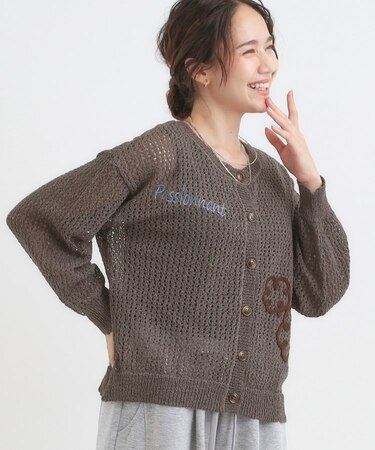 コード刺繍アソートメッシュカーディガン
