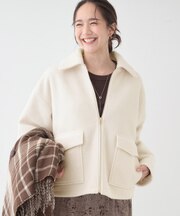 【S-LL】大人カジュアルコーデに 襟付きZIPブルゾン