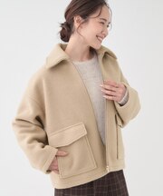 【S-LL】大人カジュアルコーデに 襟付きZIPブルゾン