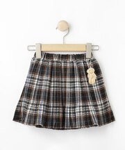 【100-150cm】クマチャーム付きプリーツスカート