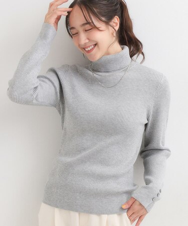 【洗濯機可】ちくちくしにくい やわらかリブタートルネックニット