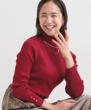 【洗濯機可】ちくちくしにくい やわらかリブタートルネックニット