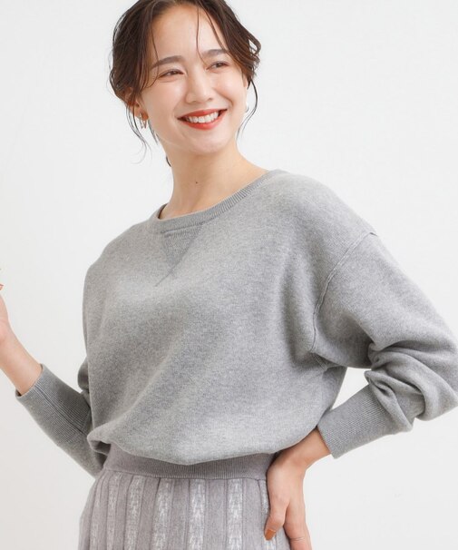 【洗濯機可/ちくちくしにくい】大人カジュアルを叶える スウェットライクニット